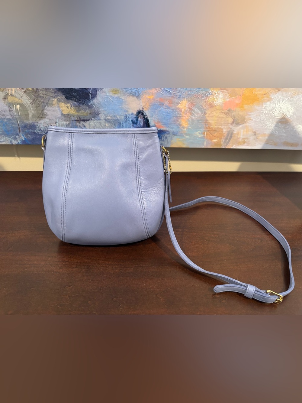 Coach Vintage Small Framed Pouch Periwinkle Leather Shoulder Crossbody Bag 9990